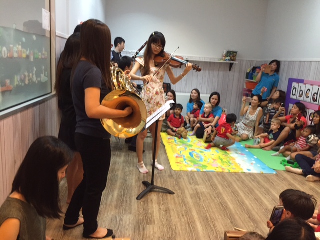 Talented music students from NUS indulged children and parents with beautiful classical music